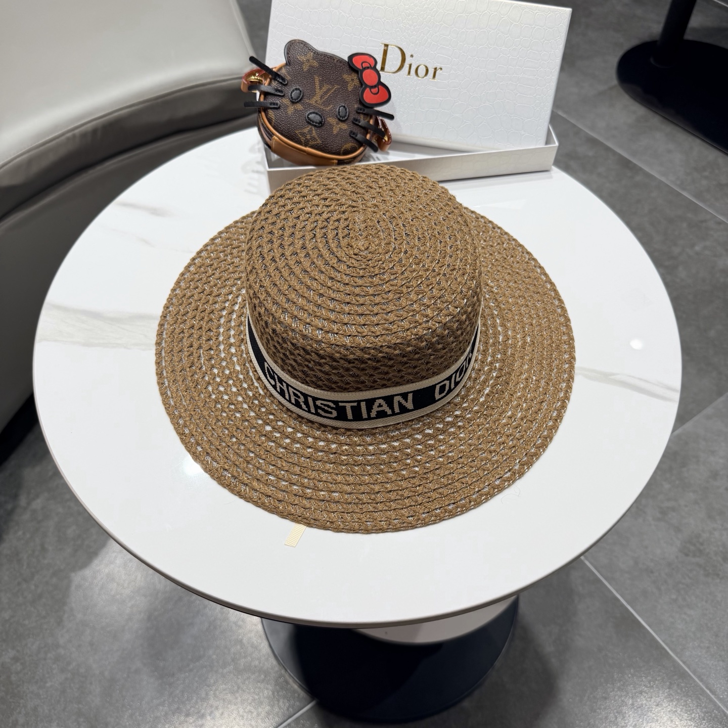 Dior迪奥新款平顶草帽 头围57cm