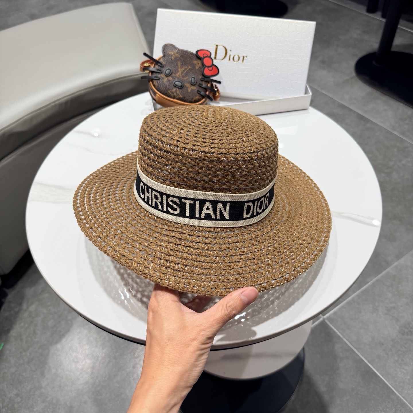 Dior迪奥新款平顶草帽 头围57cm