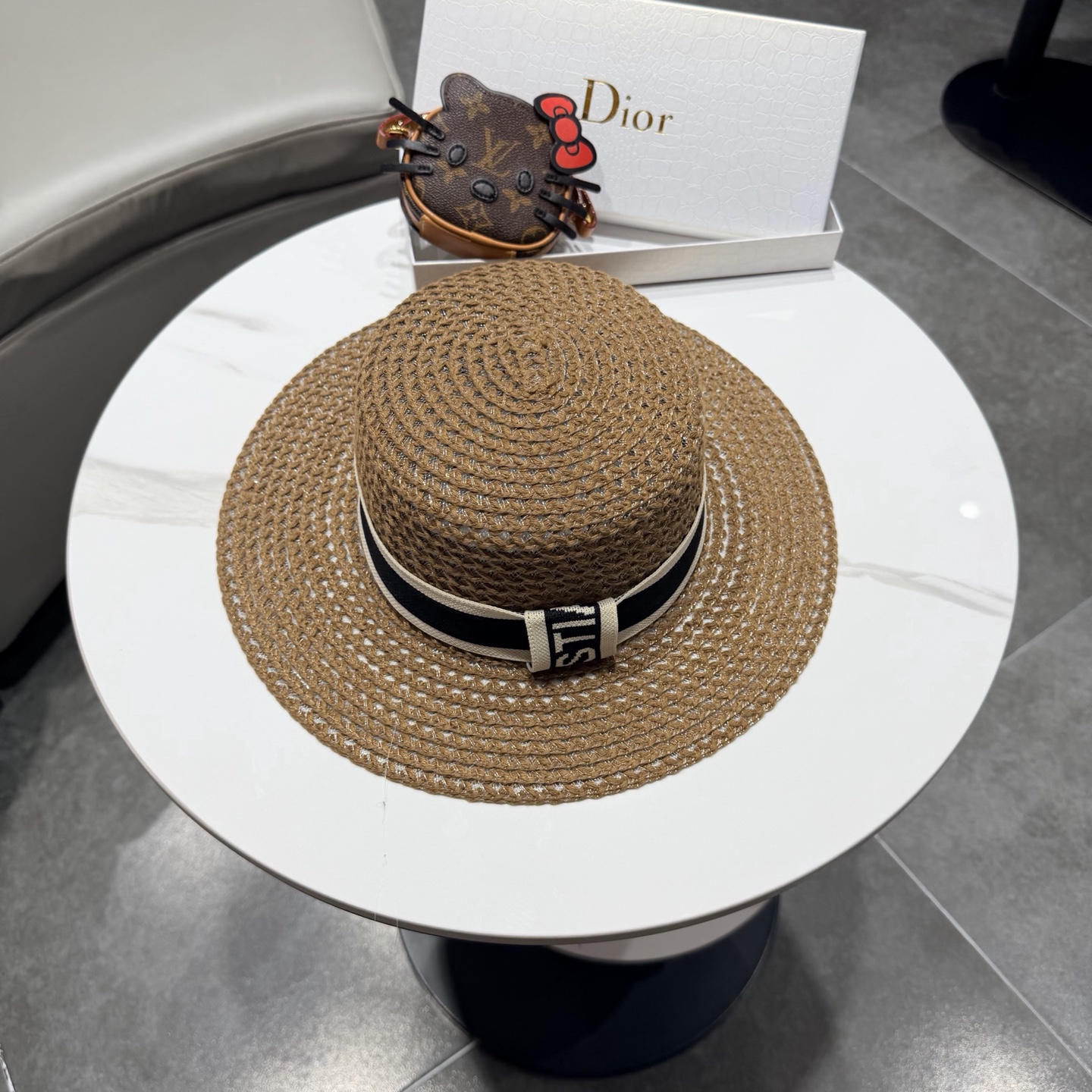 Dior迪奥新款平顶草帽 头围57cm
