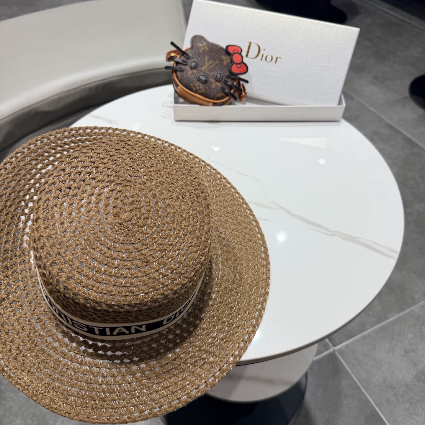 Dior迪奥新款平顶草帽 头围57cm