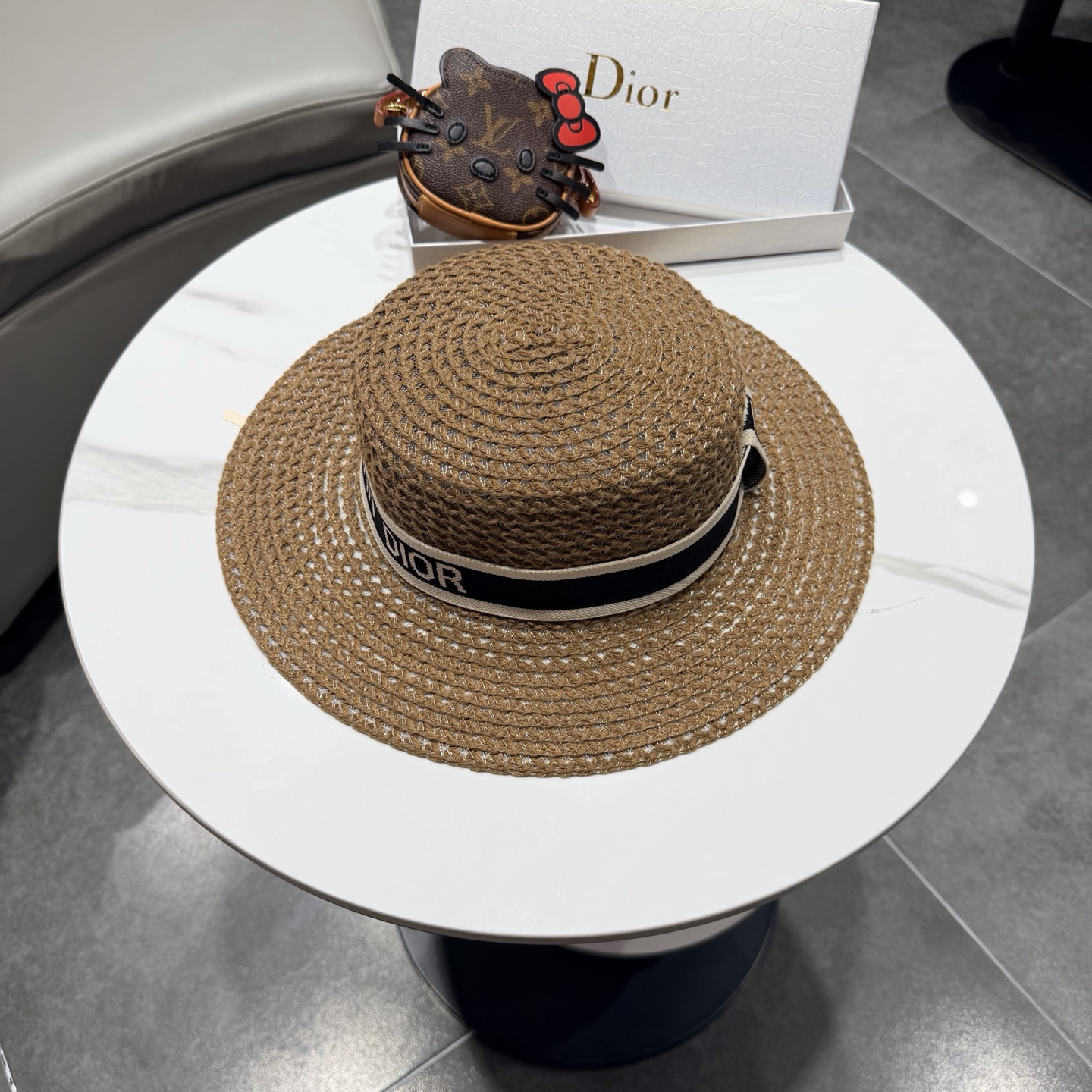 Dior迪奥新款平顶草帽 头围57cm