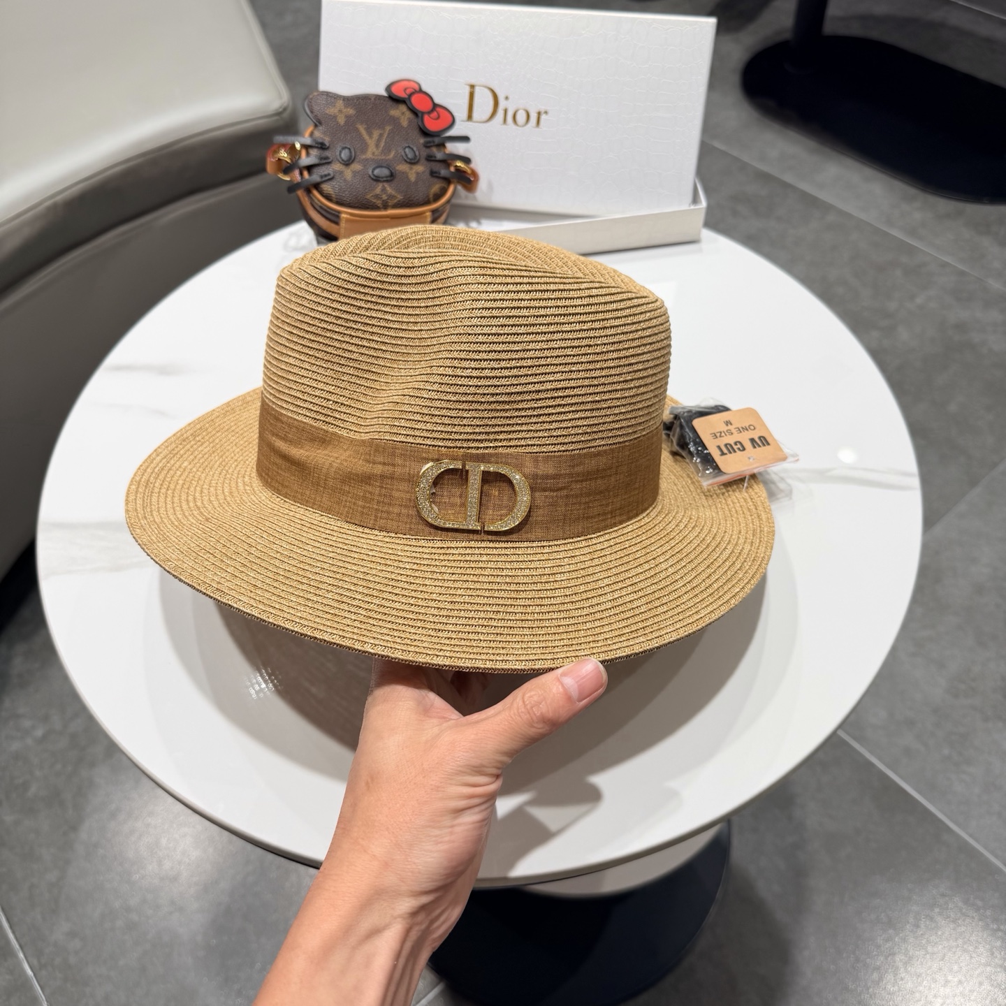 DIOR迪奥赵露思同款时尚巴拿马草帽男女通用礼帽爵士帽遮阳帽防晒出游帽子