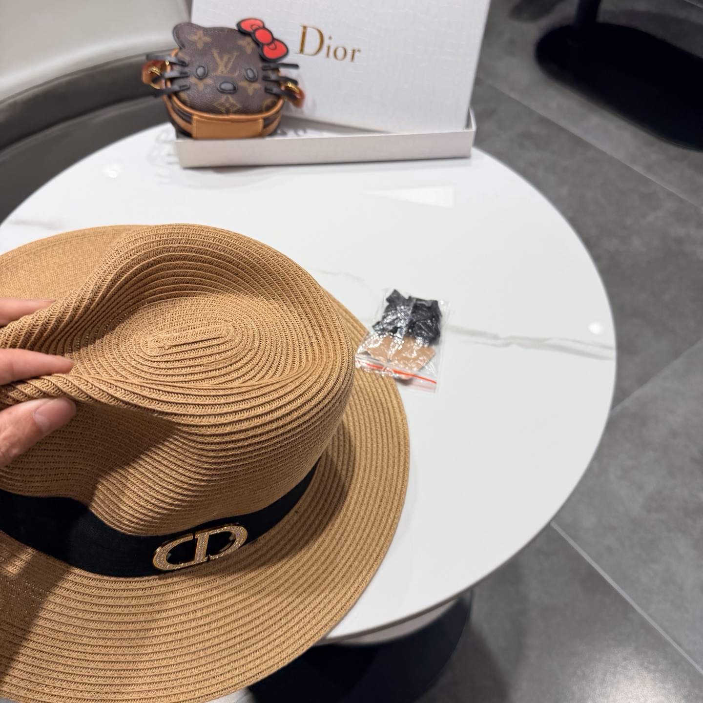 DIOR迪奥赵露思同款时尚巴拿马草帽男女通用礼帽爵士帽遮阳帽防晒出游帽子