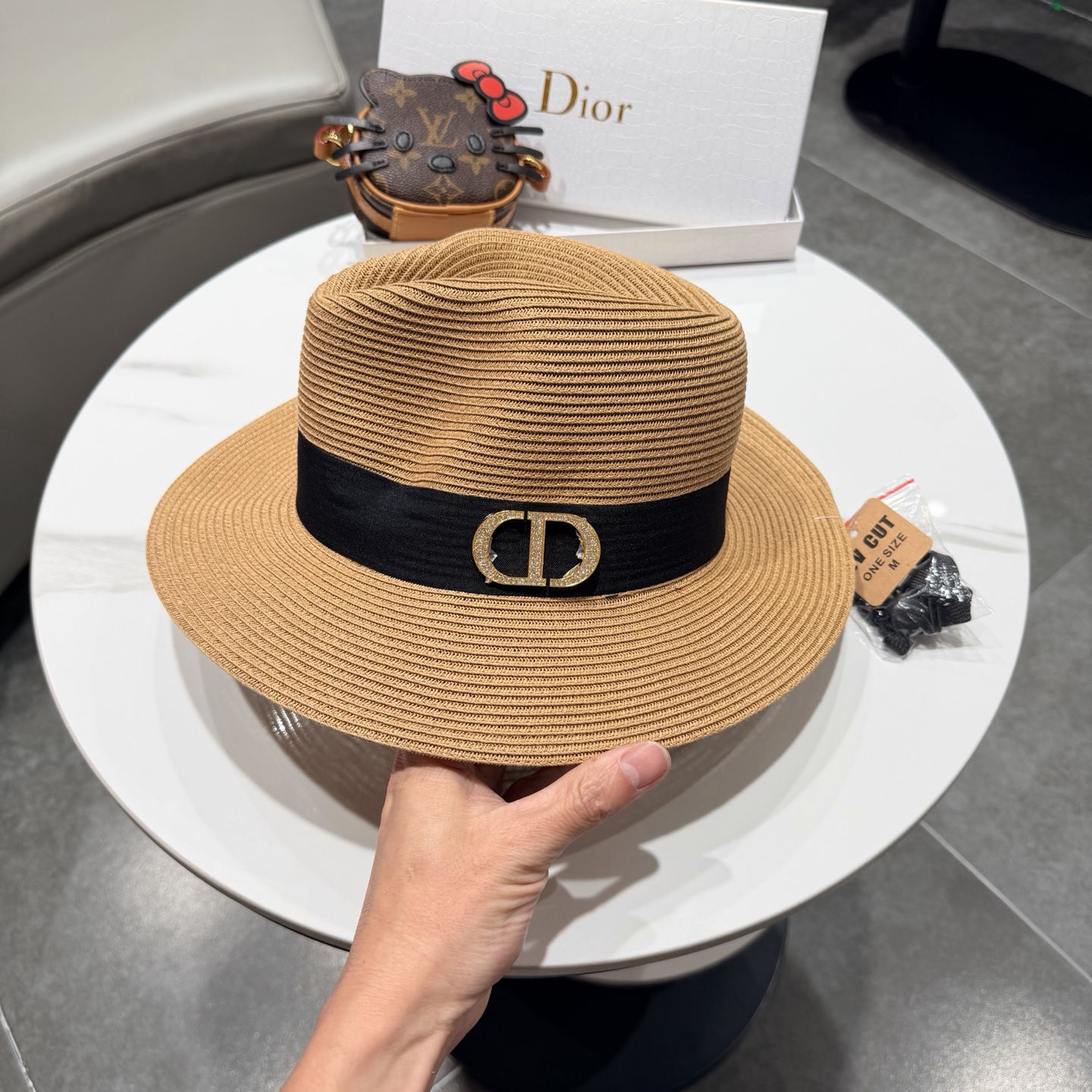 DIOR迪奥赵露思同款时尚巴拿马草帽男女通用礼帽爵士帽遮阳帽防晒出游帽子
