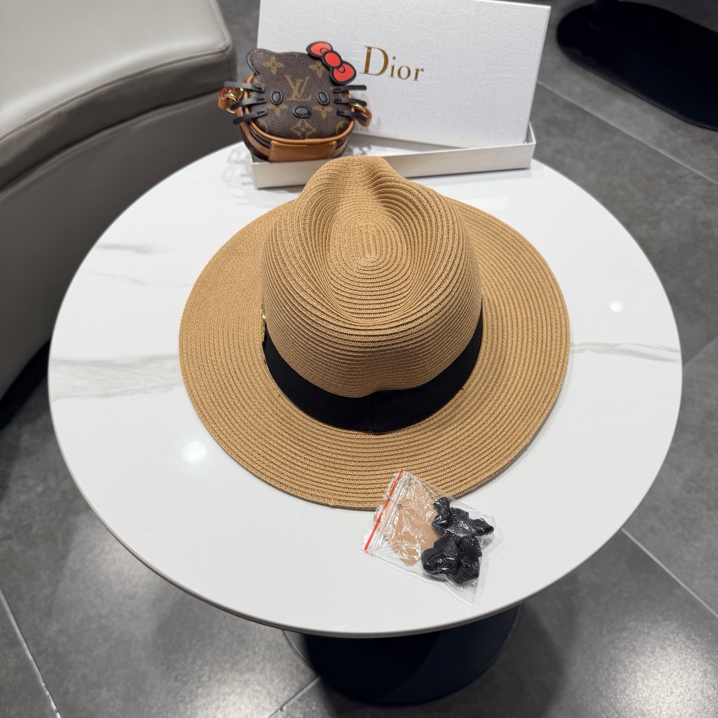 DIOR迪奥赵露思同款时尚巴拿马草帽男女通用礼帽爵士帽遮阳帽防晒出游帽子