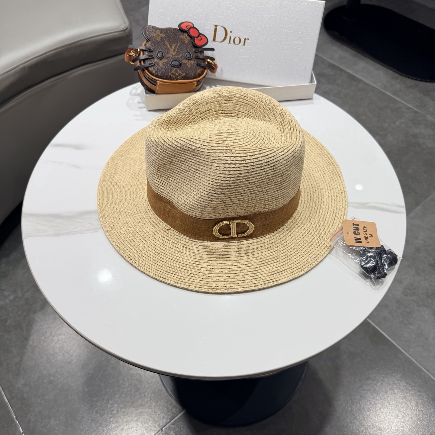 DIOR迪奥赵露思同款时尚巴拿马草帽男女通用礼帽爵士帽遮阳帽防晒出游帽子