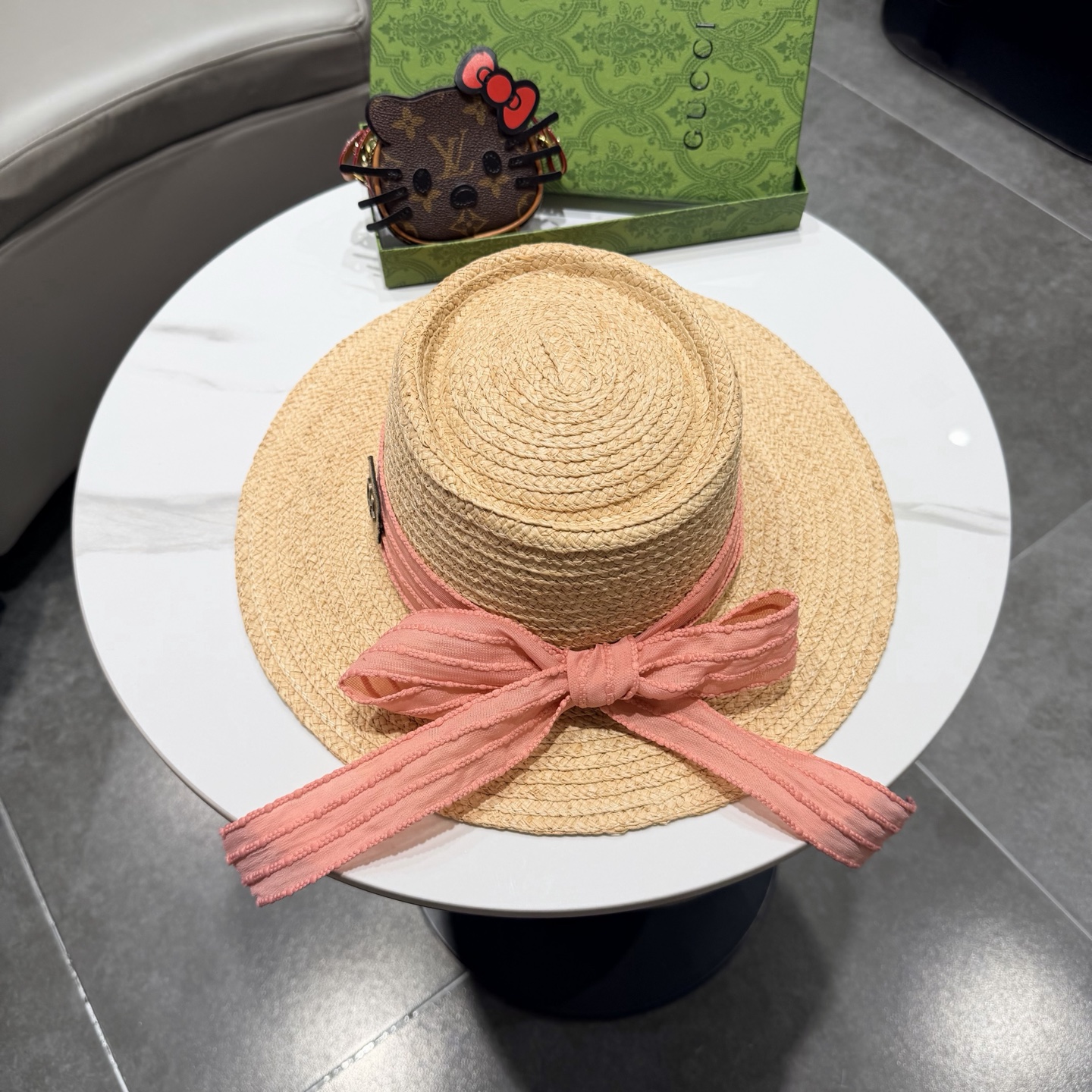 Gucci古奇新款拉菲草礼帽头围57cm