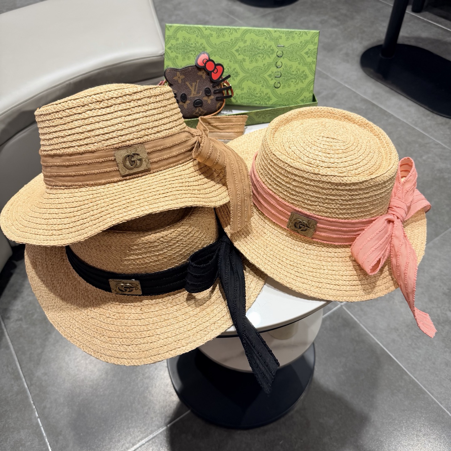 Gucci古奇新款拉菲草礼帽头围57cm