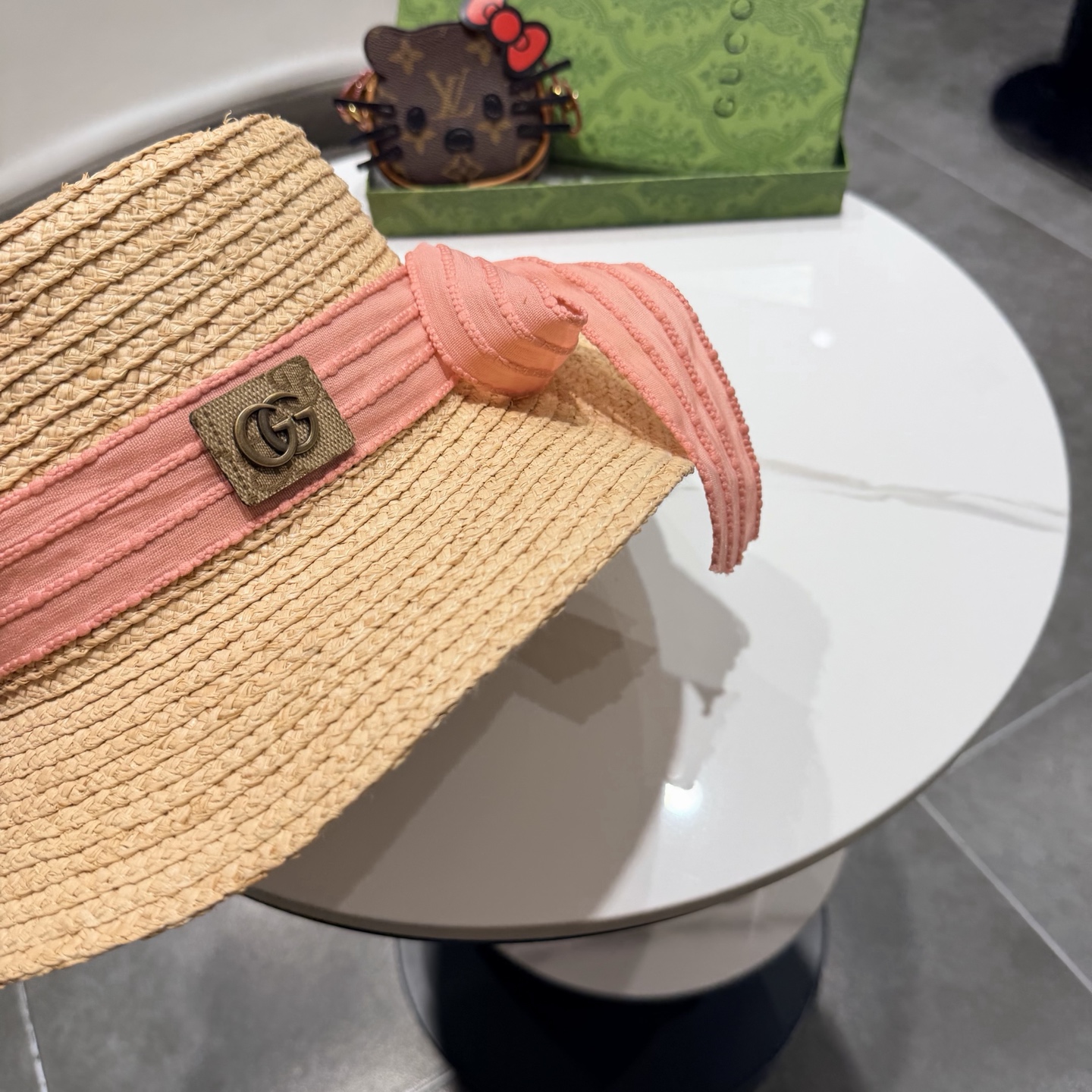 Gucci古奇新款拉菲草礼帽头围57cm