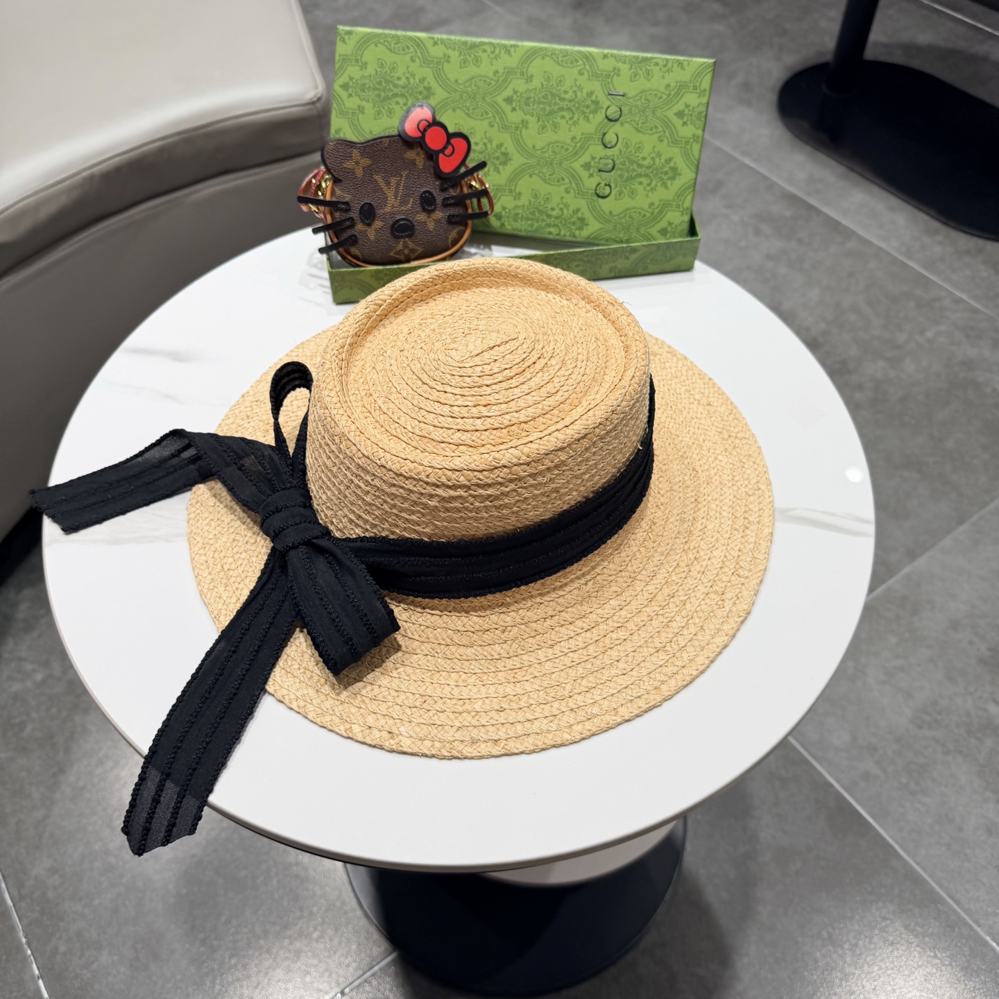 Gucci古奇新款拉菲草礼帽头围57cm