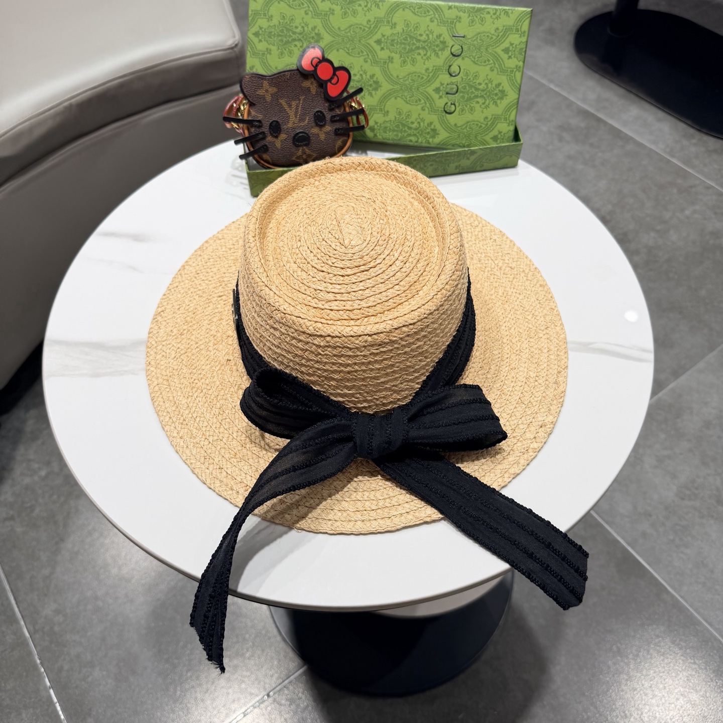 Gucci古奇新款拉菲草礼帽头围57cm