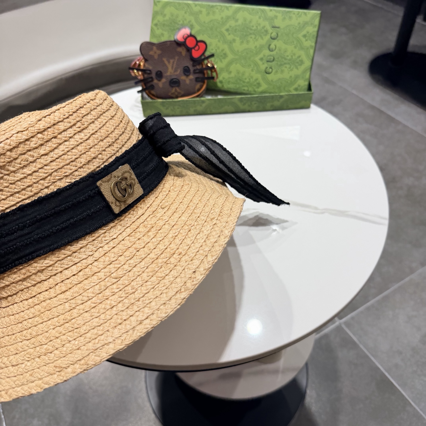 Gucci古奇新款拉菲草礼帽头围57cm