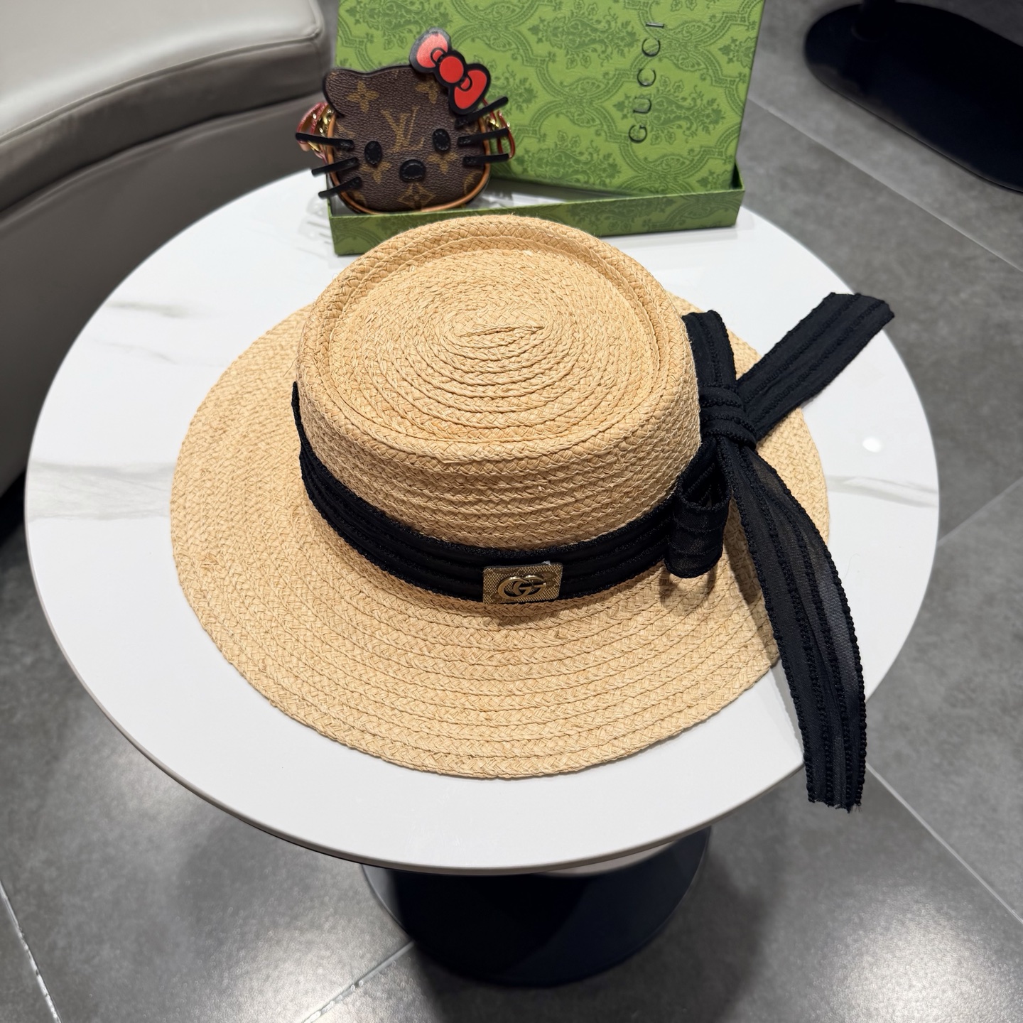 Gucci古奇新款拉菲草礼帽头围57cm