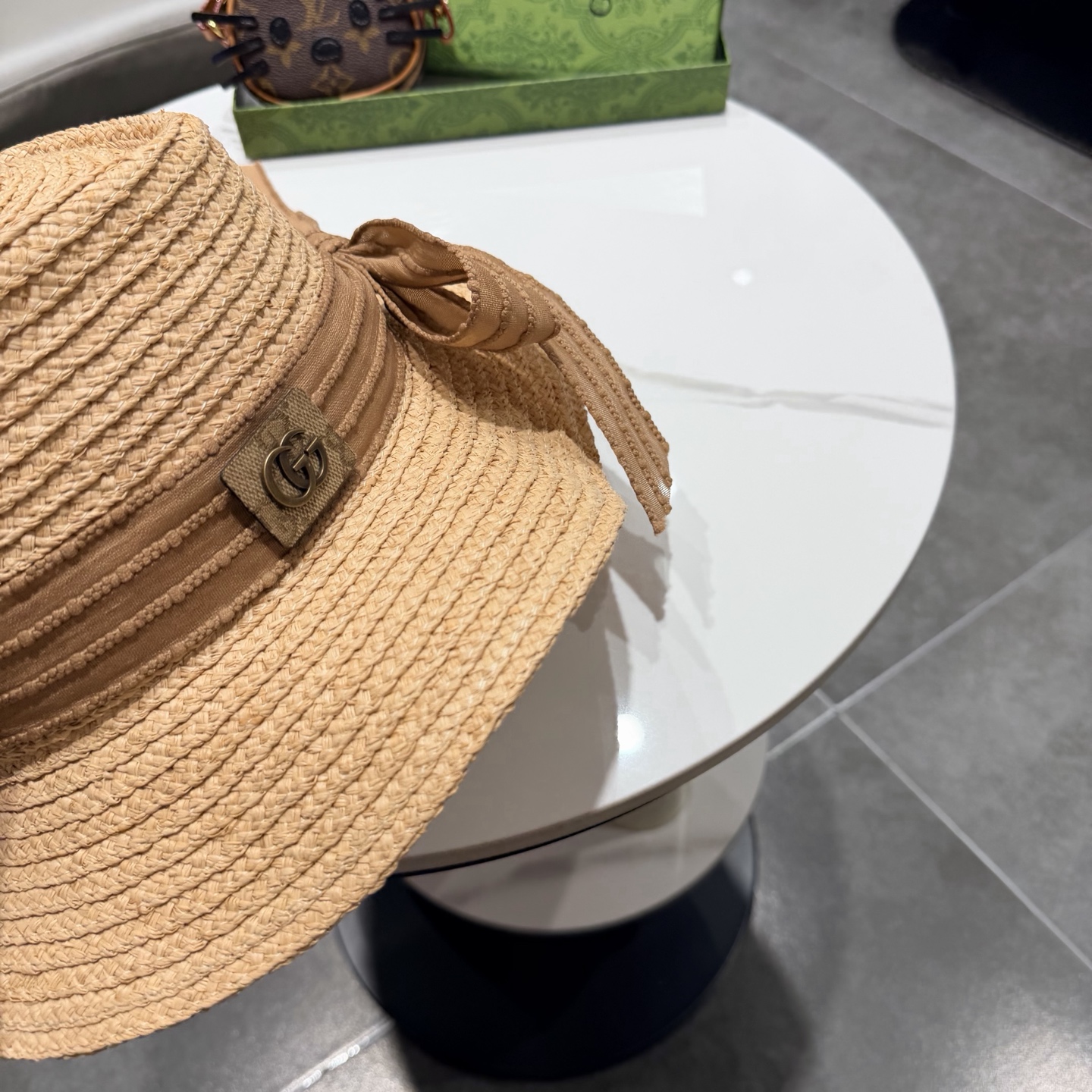 Gucci古奇新款拉菲草礼帽头围57cm
