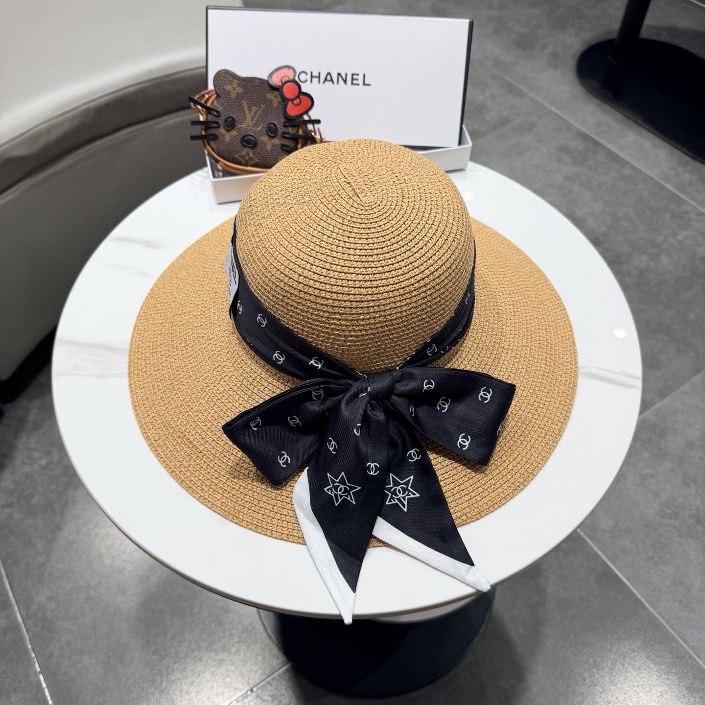 Chanel香奈儿草帽，沙滩大檐帽，头围57cm