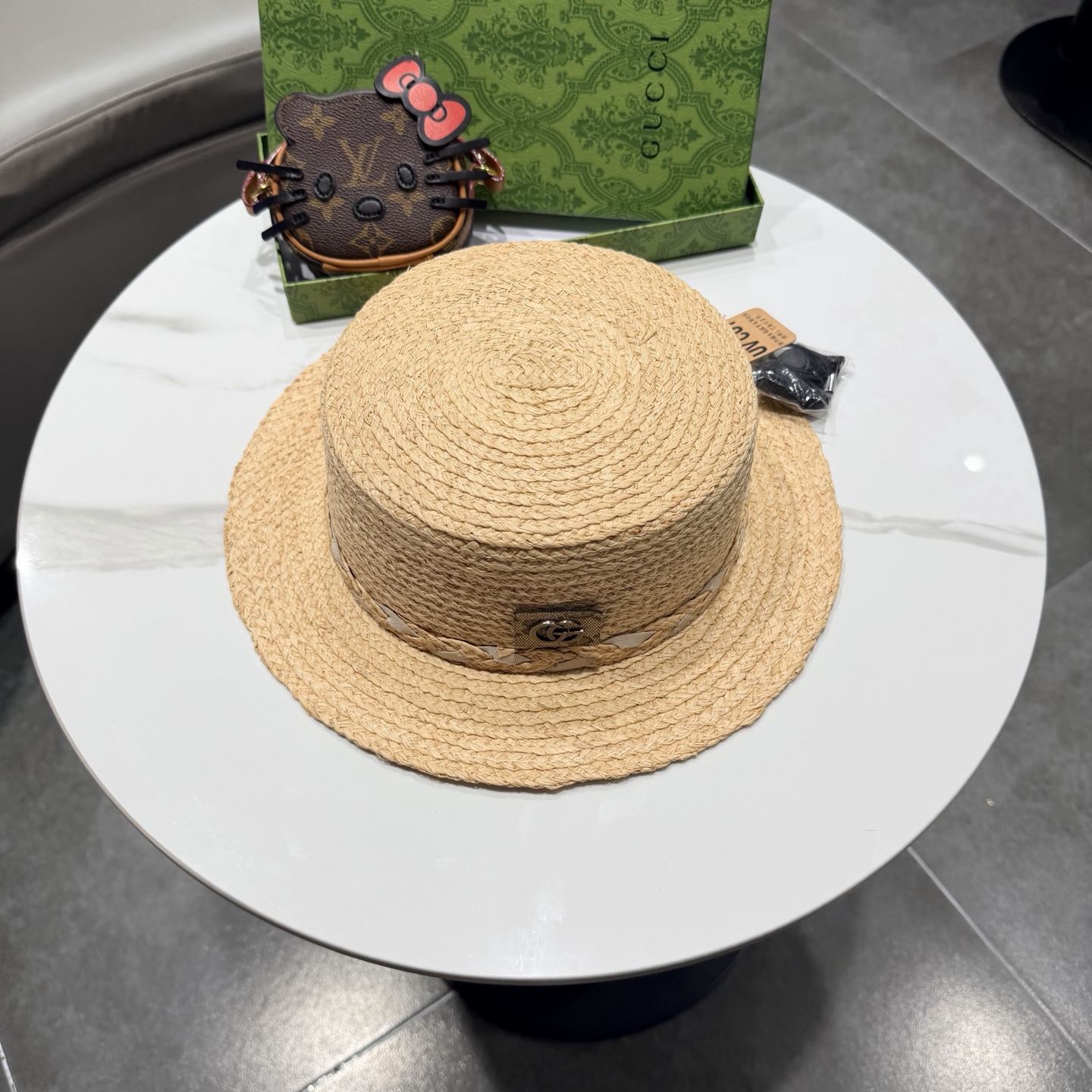 Cucci古奇新款 拉菲草礼帽，头围57cm