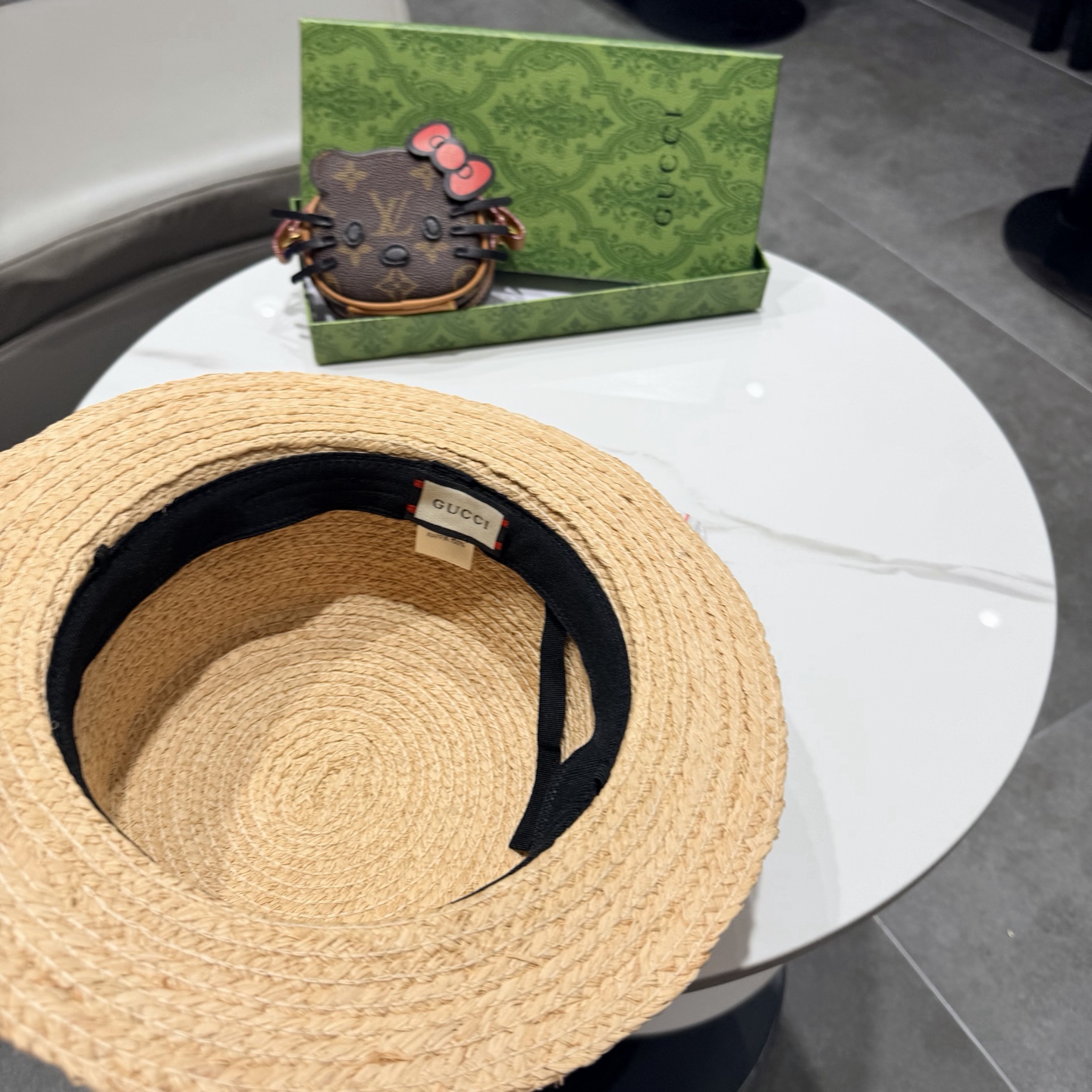 Cucci古奇新款 拉菲草礼帽，头围57cm