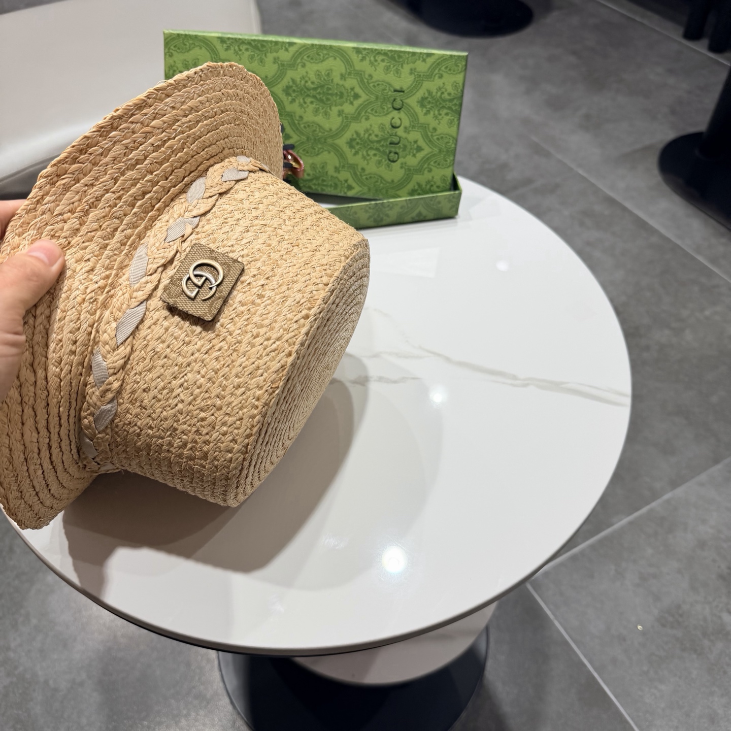 Cucci古奇新款 拉菲草礼帽，头围57cm