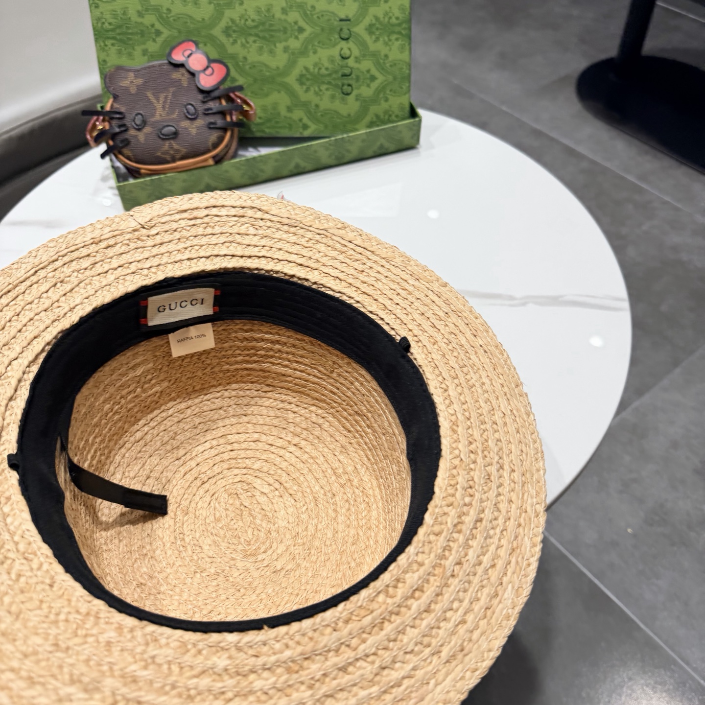 Cucci古奇新款 拉菲草礼帽，头围57cm