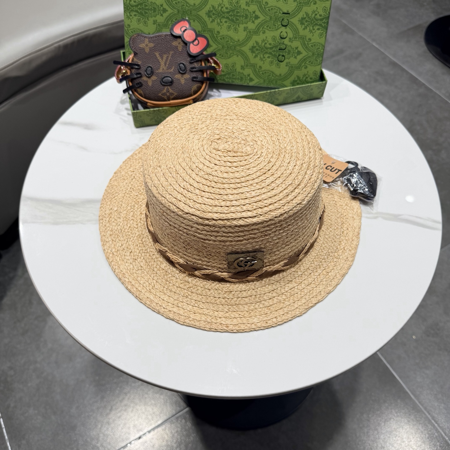 Cucci古奇新款 拉菲草礼帽，头围57cm