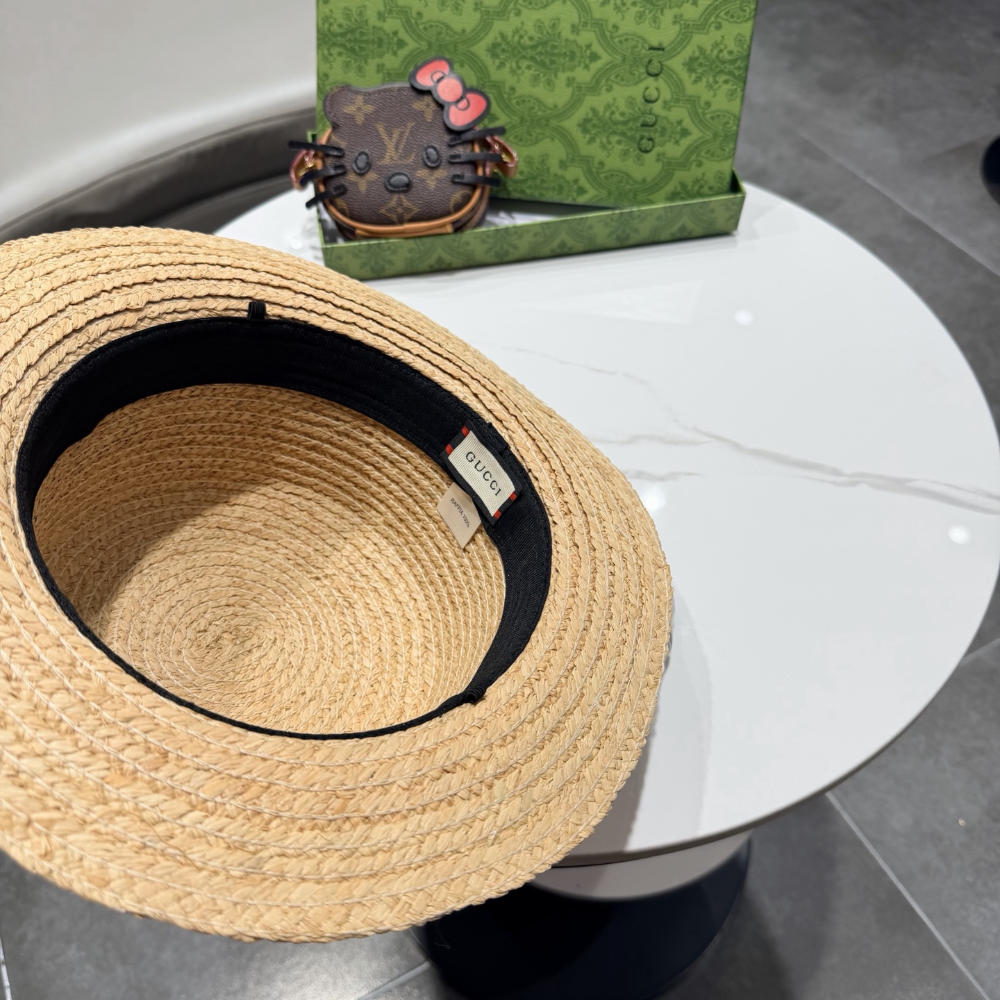 Cucci古奇新款 拉菲草礼帽，头围57cm