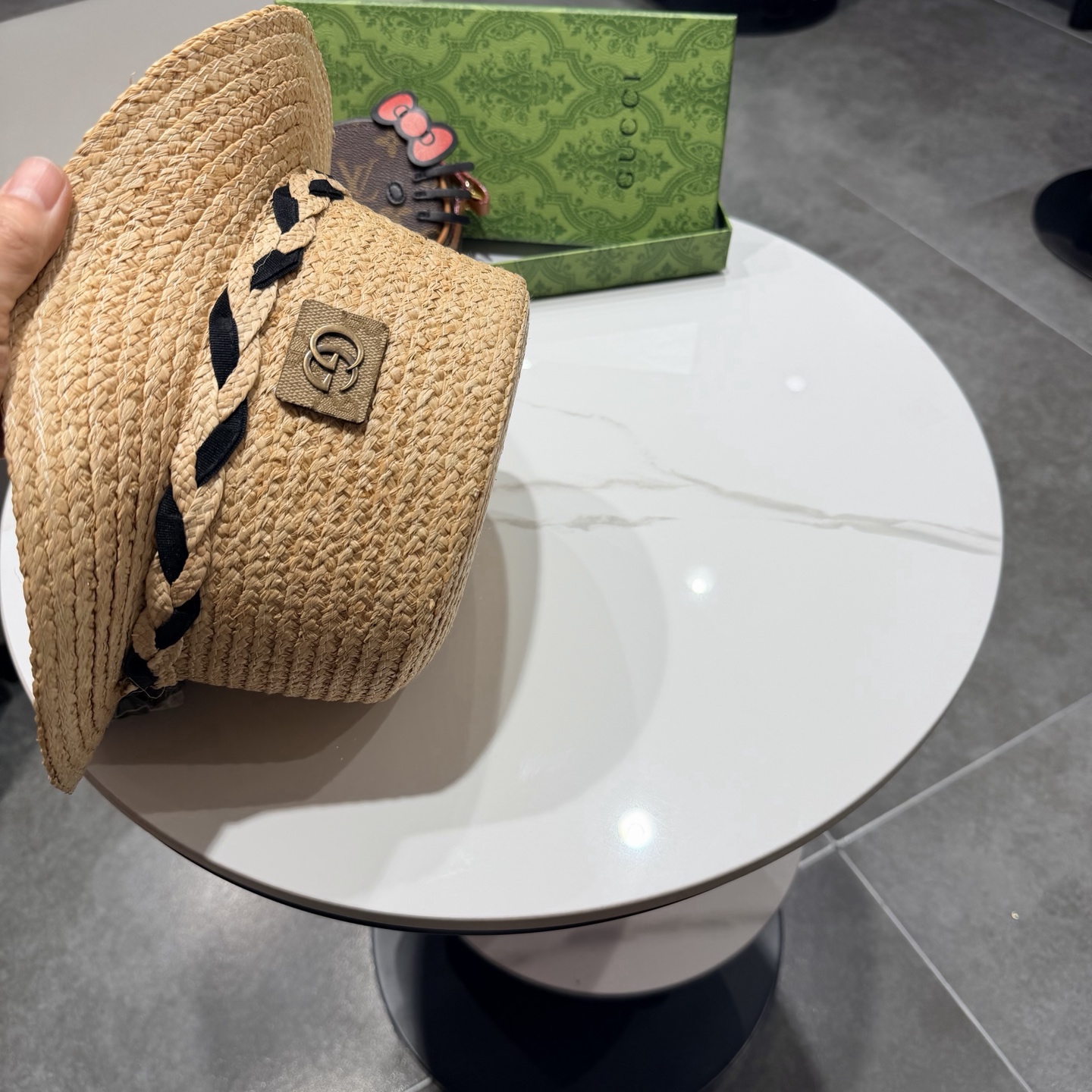 Cucci古奇新款 拉菲草礼帽，头围57cm