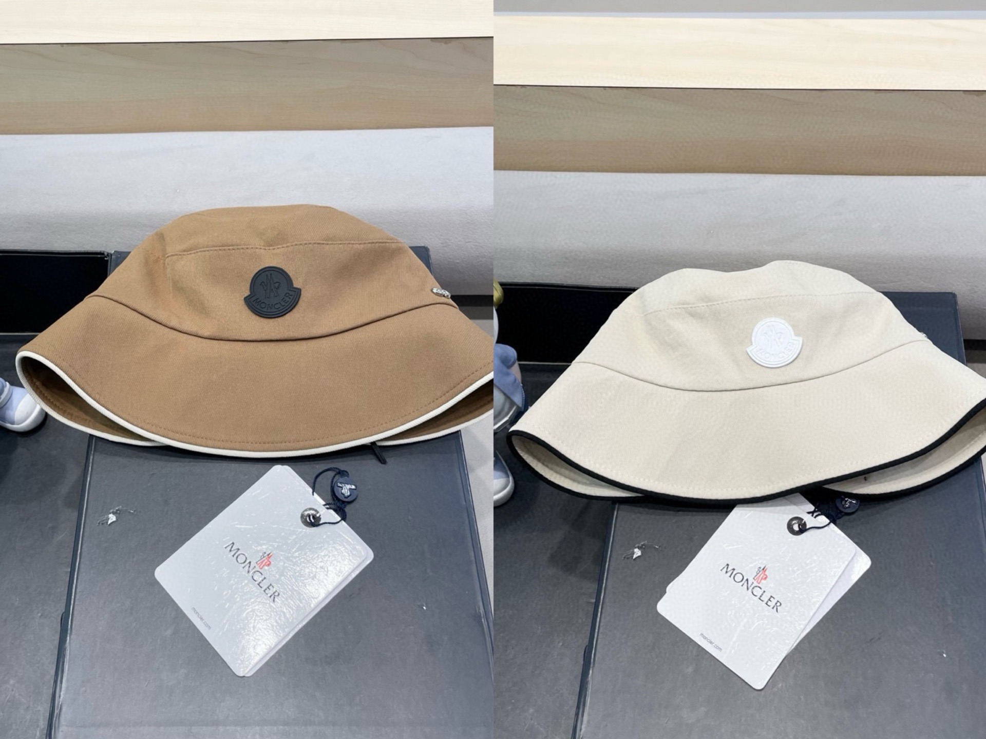 moncler撞色蝴蝶结渔夫帽女春秋新款时尚显脸小盆帽韩版宽檐百搭遮脸帽子