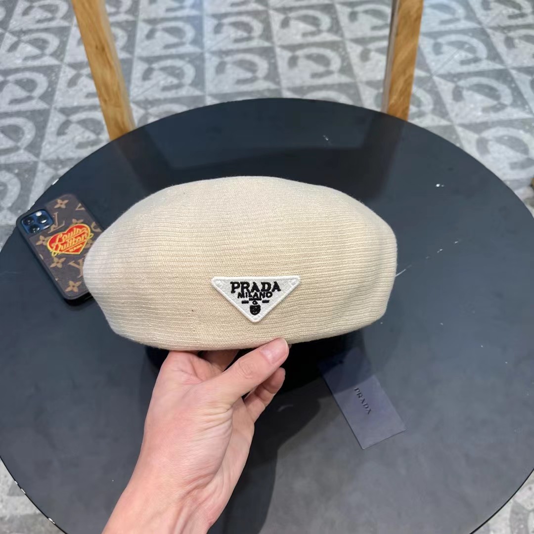 普拉达Prada韩国网红甜酷风粉色贝雷帽女夏季薄款透气大头围显脸小画家帽