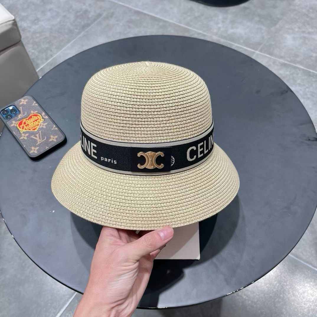 Celine赛琳2026新款圆顶草帽、高级定制，库存多，头围57cm