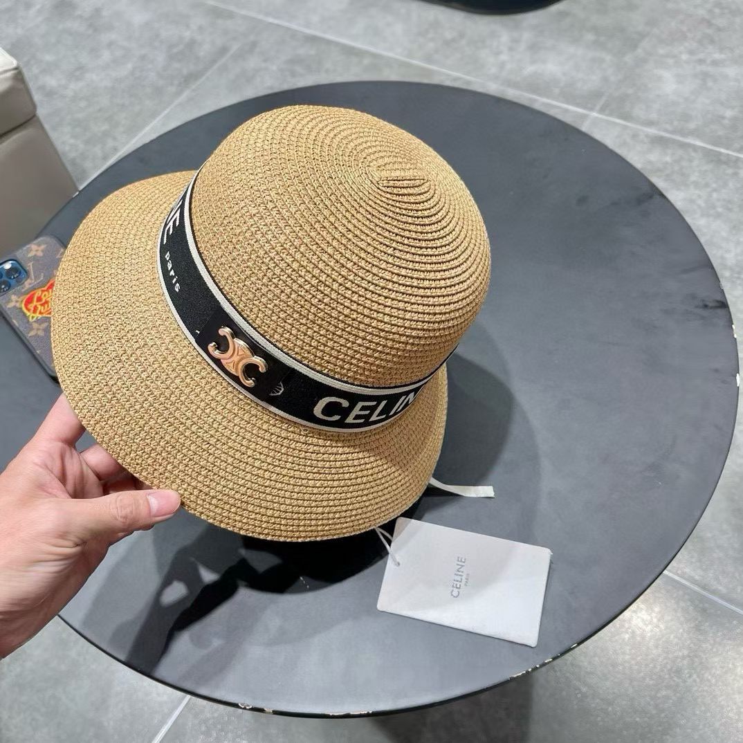 Celine赛琳2026新款圆顶草帽、高级定制，库存多，头围57cm