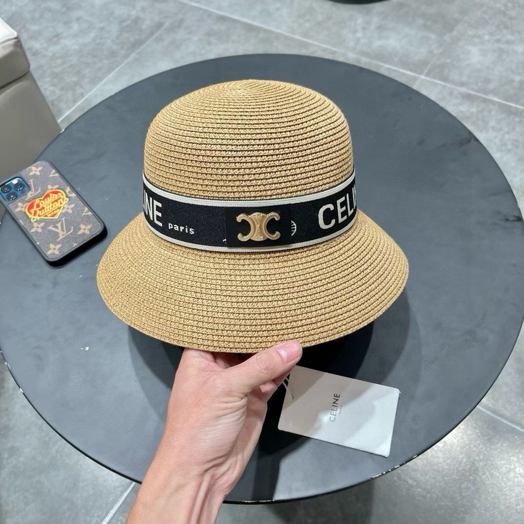 Celine赛琳2026新款圆顶草帽、高级定制，库存多，头围57cm