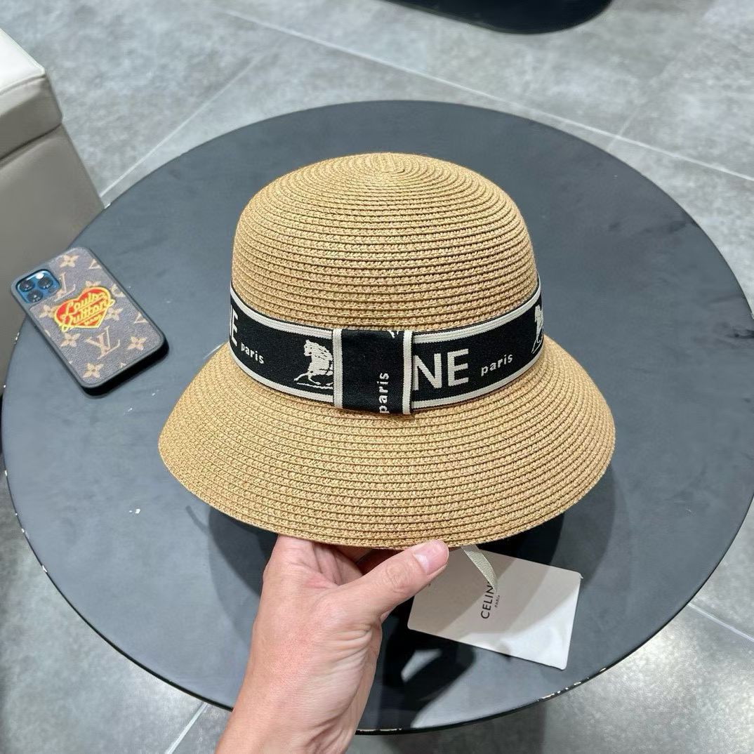 Celine赛琳2026新款圆顶草帽、高级定制，库存多，头围57cm