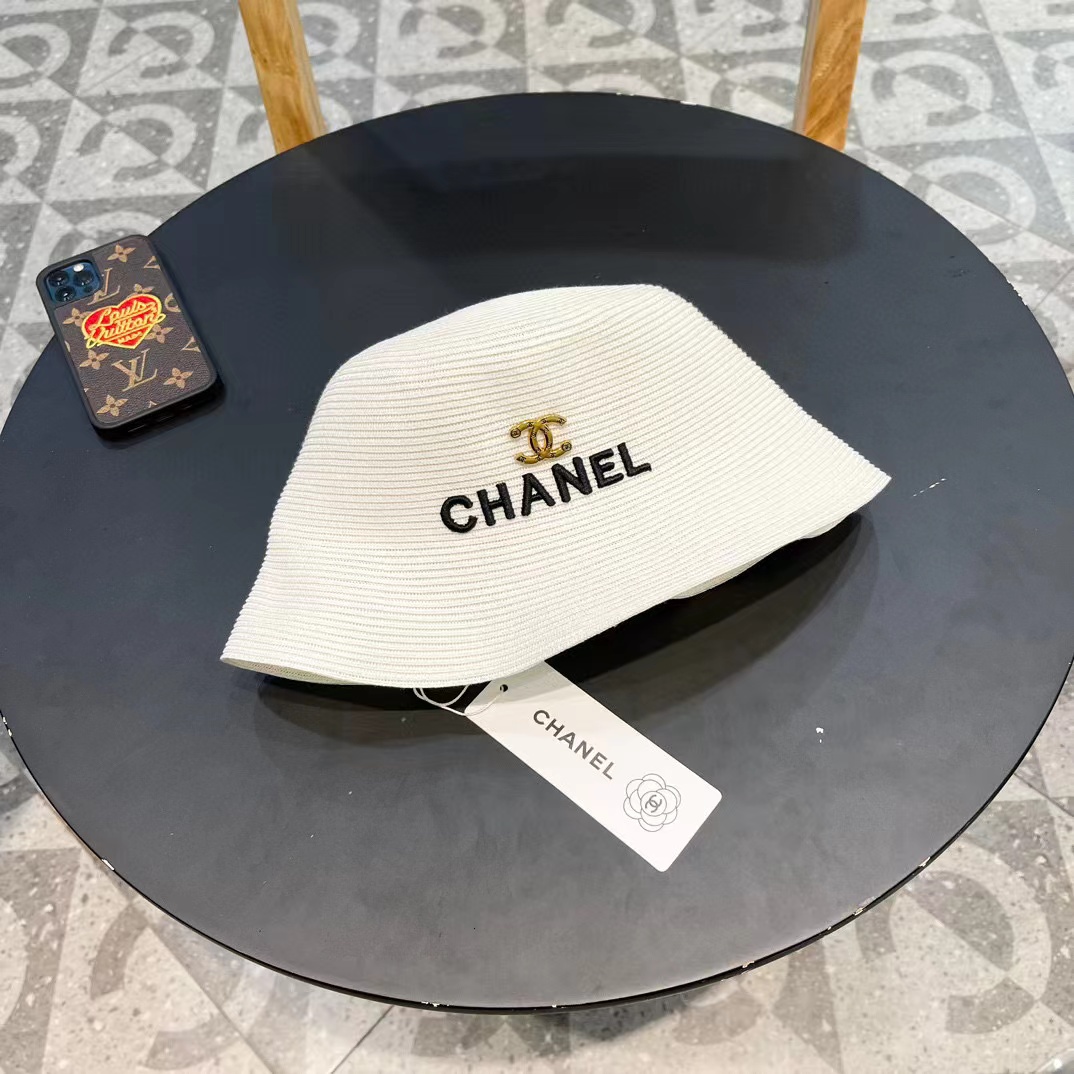 Chanel香奈儿草帽，刺绣logo字母礼帽，细草制作，帽型超赞，头围57cm