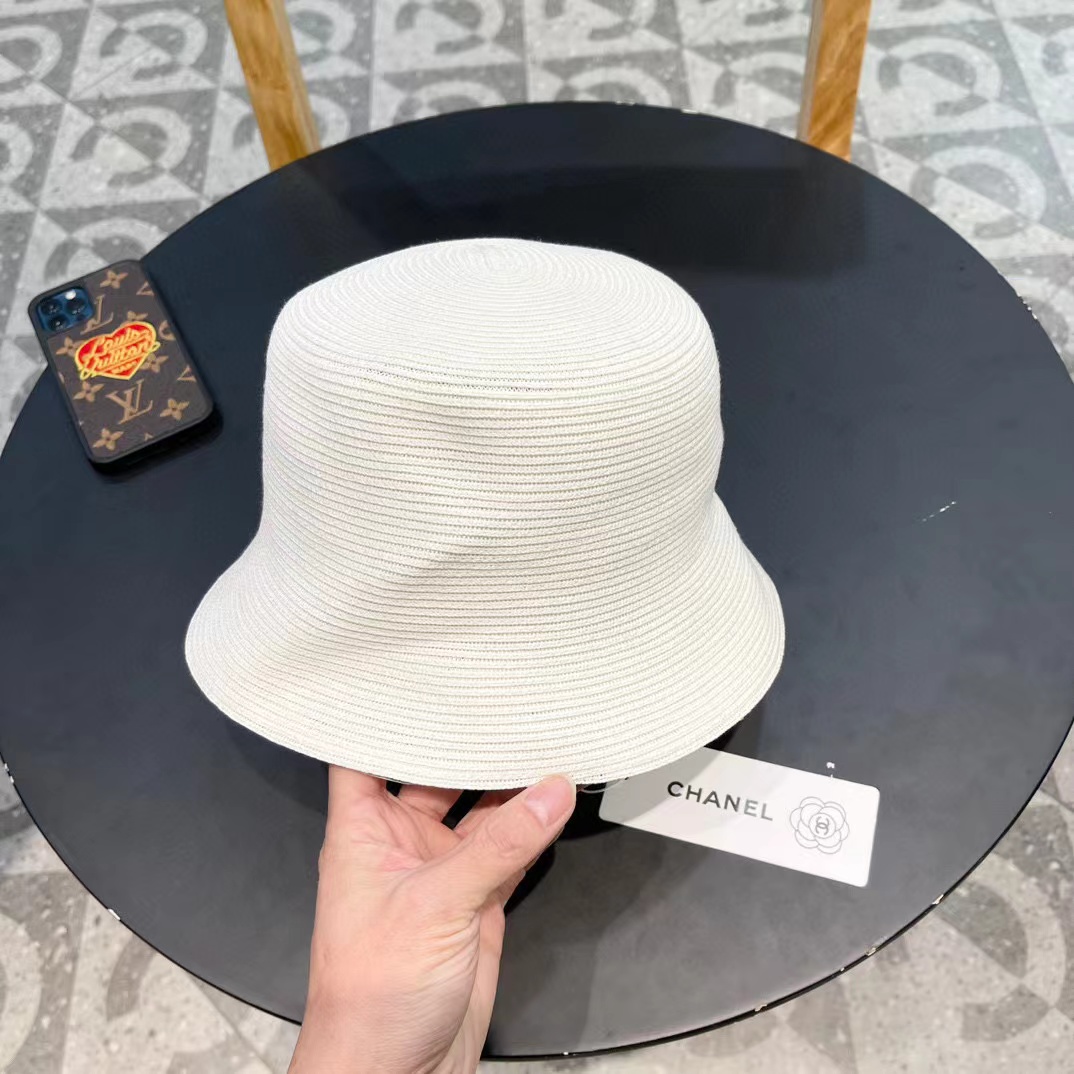 Chanel香奈儿草帽，刺绣logo字母礼帽，细草制作，帽型超赞，头围57cm