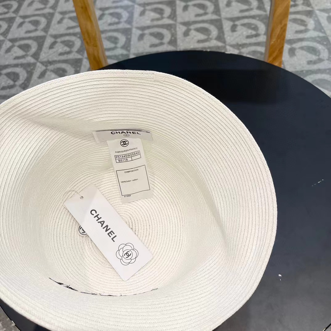 Chanel香奈儿草帽，刺绣logo字母礼帽，细草制作，帽型超赞，头围57cm