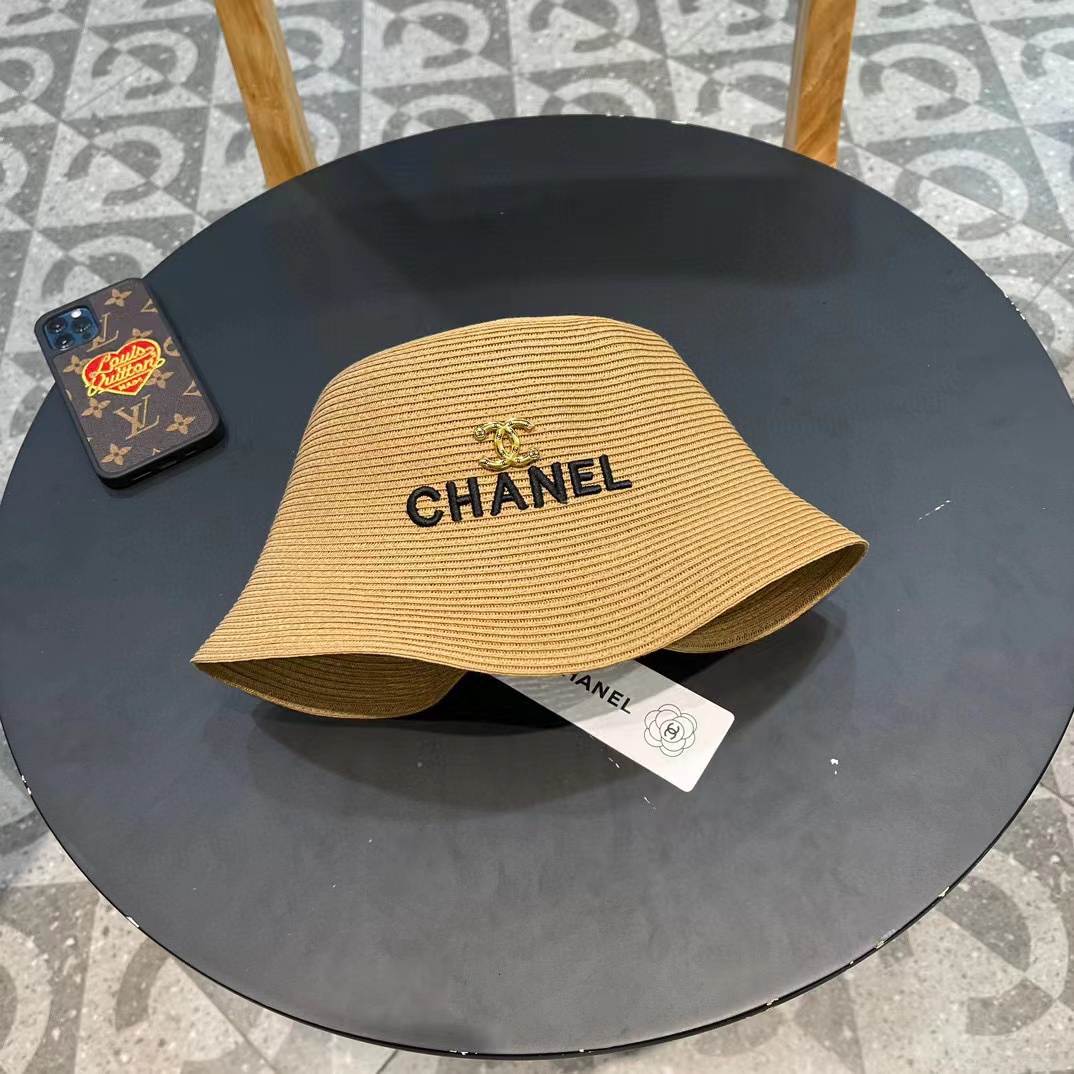 Chanel香奈儿草帽，刺绣logo字母礼帽，细草制作，帽型超赞，头围57cm
