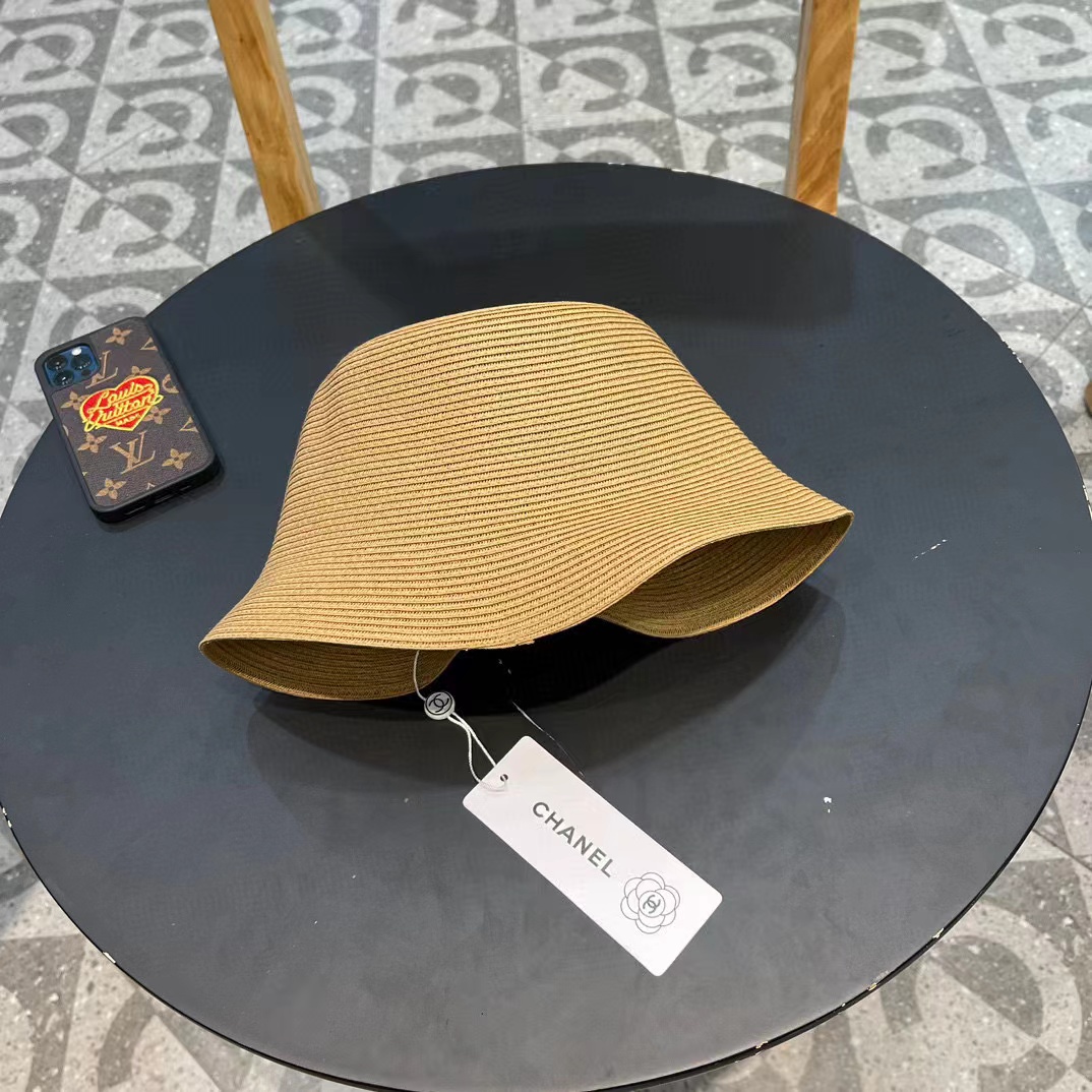 Chanel香奈儿草帽，刺绣logo字母礼帽，细草制作，帽型超赞，头围57cm