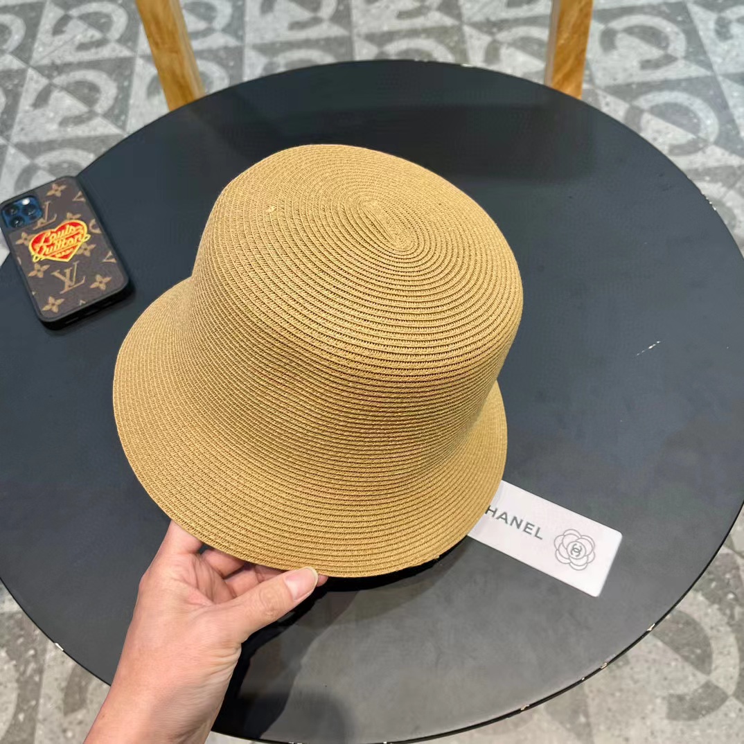 Chanel香奈儿草帽，刺绣logo字母礼帽，细草制作，帽型超赞，头围57cm