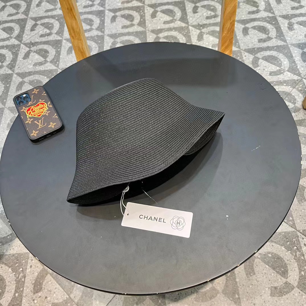 Chanel香奈儿草帽，刺绣logo字母礼帽，细草制作，帽型超赞，头围57cm