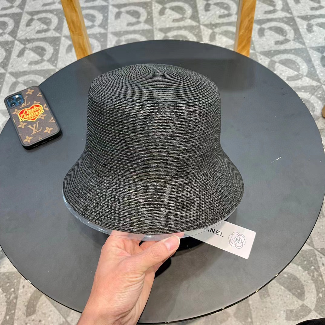 Chanel香奈儿草帽，刺绣logo字母礼帽，细草制作，帽型超赞，头围57cm
