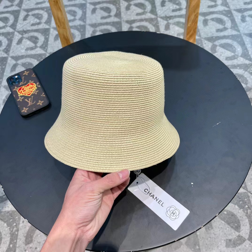 Chanel香奈儿草帽，刺绣logo字母礼帽，细草制作，帽型超赞，头围57cm