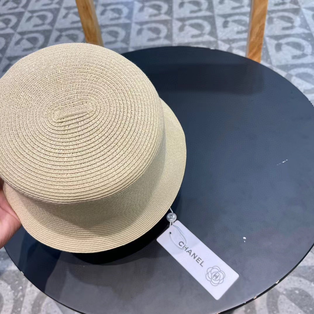Chanel香奈儿草帽，刺绣logo字母礼帽，细草制作，帽型超赞，头围57cm