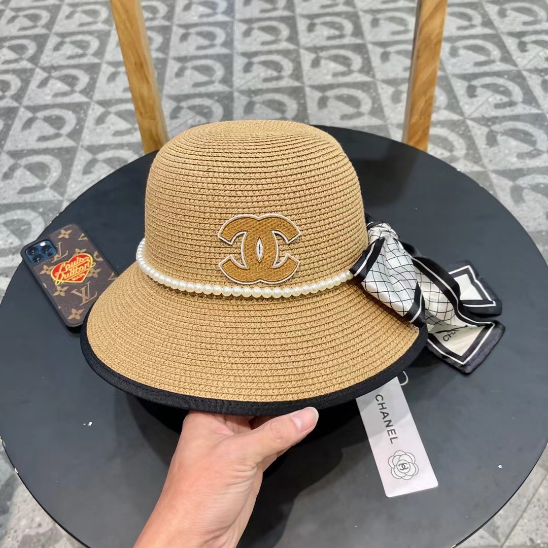 Chanel香奈儿新款圆顶草帽，头围57cm