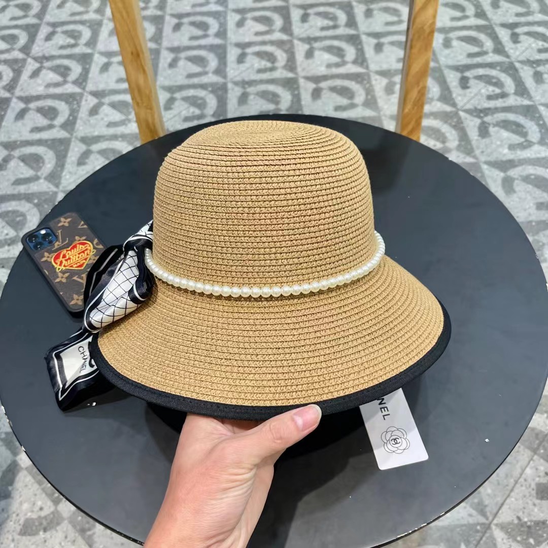 Chanel香奈儿新款圆顶草帽，头围57cm