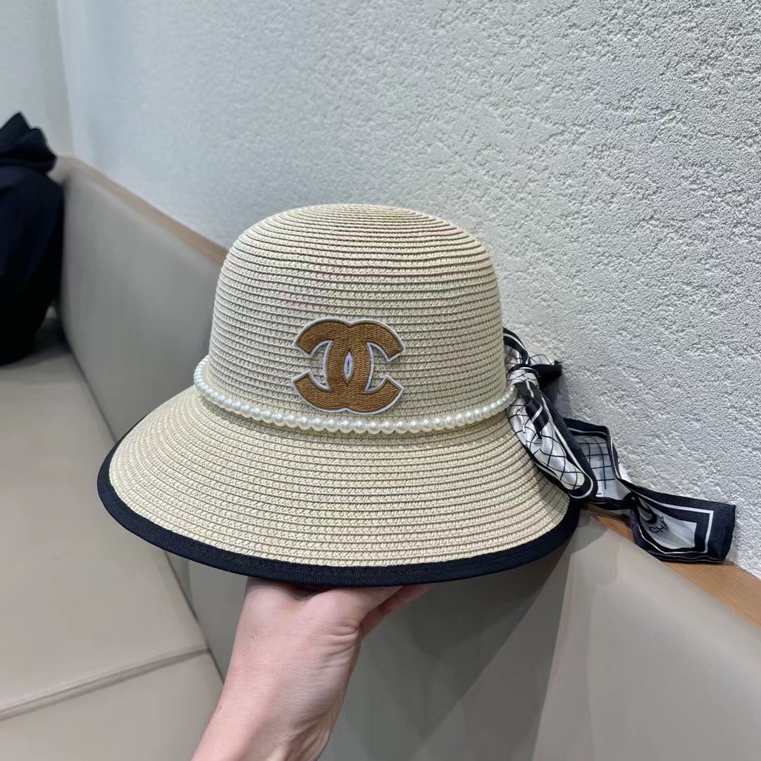Chanel香奈儿新款圆顶草帽，头围57cm