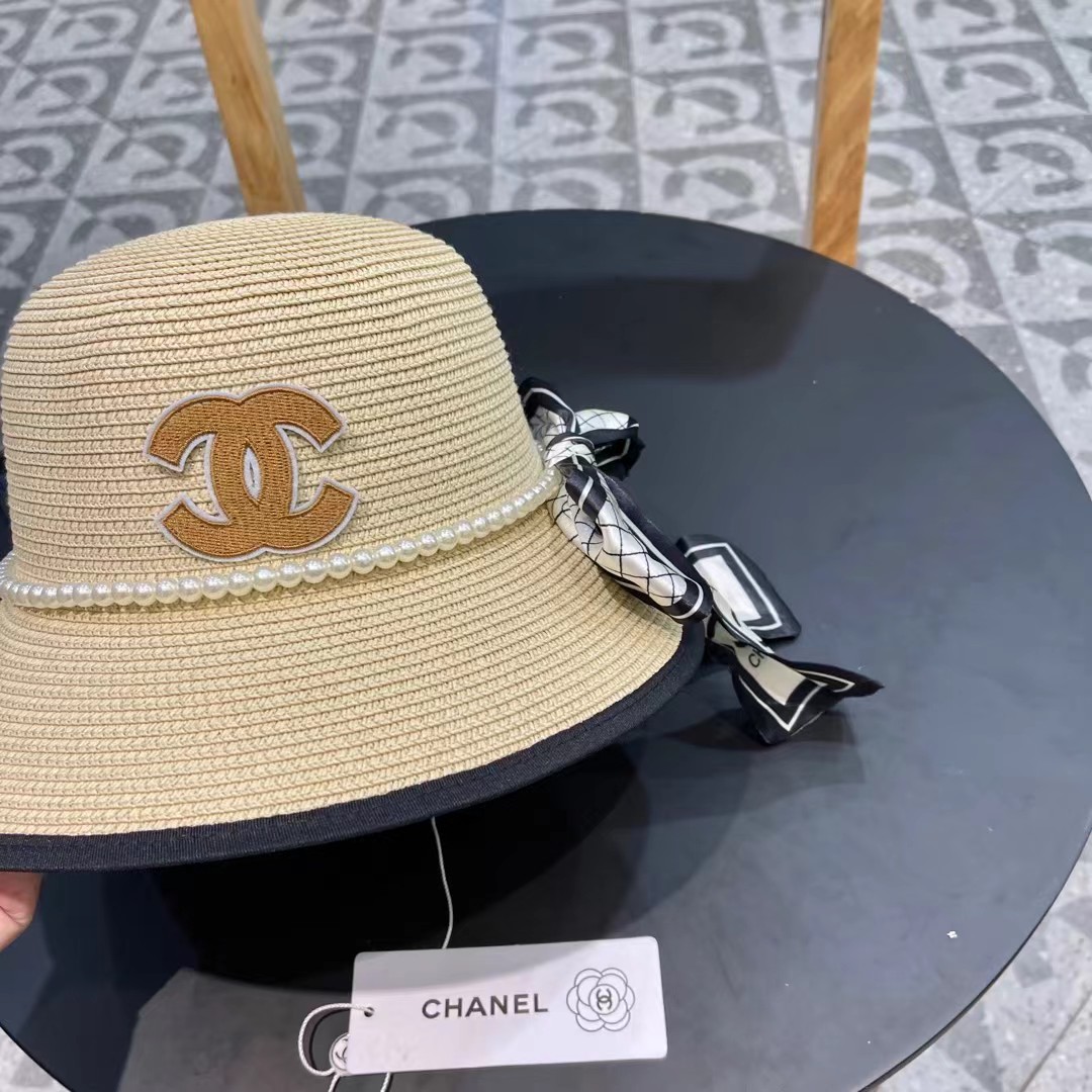 Chanel香奈儿新款圆顶草帽，头围57cm