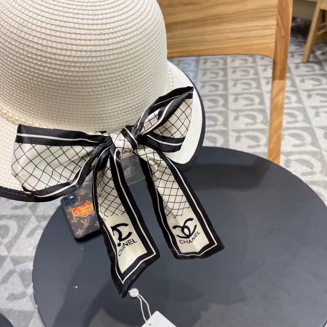 Chanel香奈儿新款圆顶草帽，头围57cm