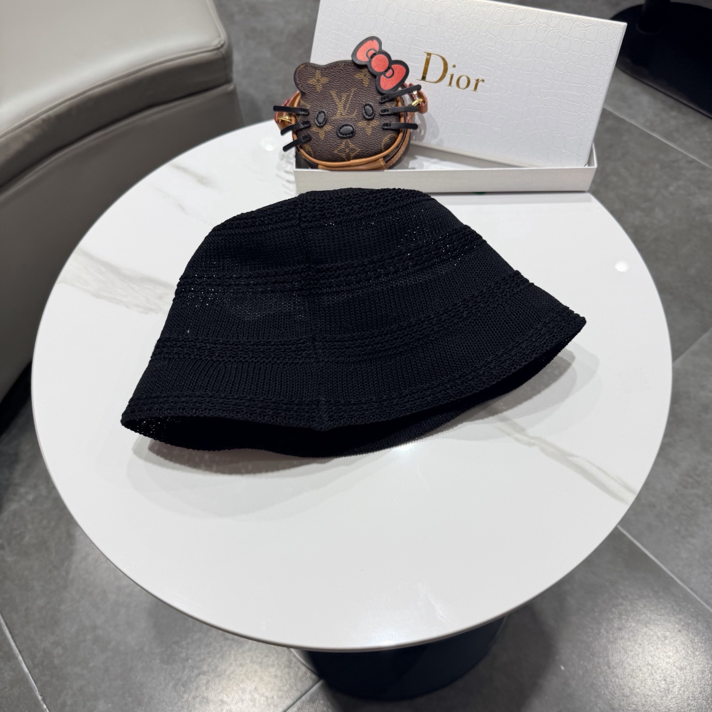 Dior迪奥百搭针织镂空渔夫帽子女春夏季2026新款透气遮阳防晒帽子盆帽