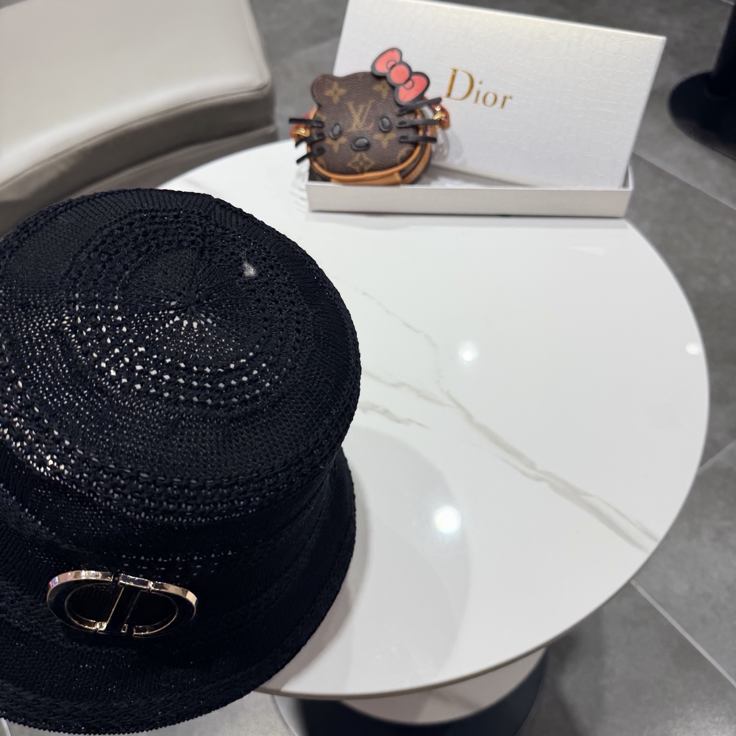 Dior迪奥百搭针织镂空渔夫帽子女春夏季2026新款透气遮阳防晒帽子盆帽