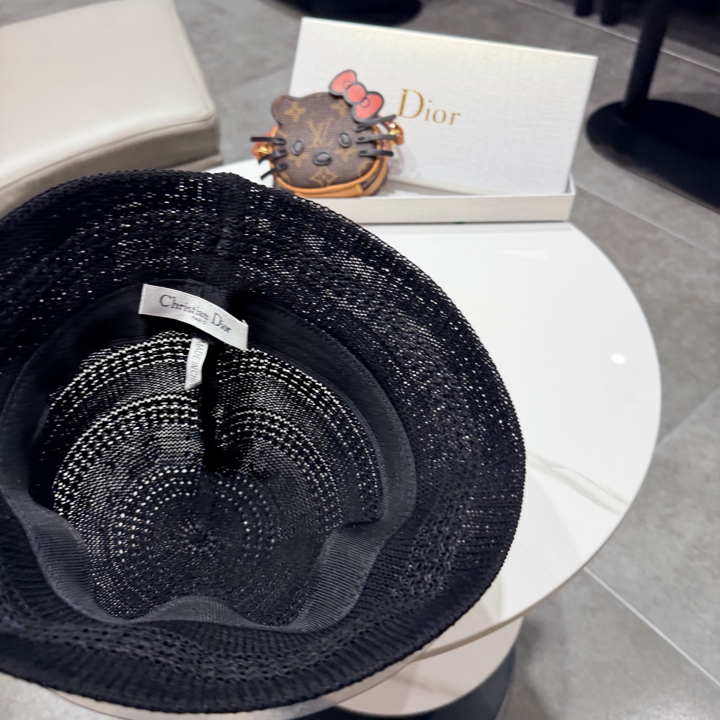 Dior迪奥百搭针织镂空渔夫帽子女春夏季2026新款透气遮阳防晒帽子盆帽